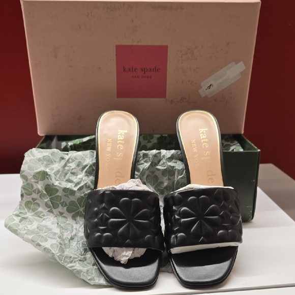 kate spade Shoes - Kate Spade Black Floral Embossed Mules
